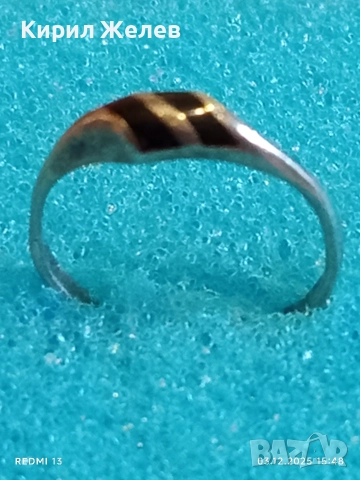 Стар сребърен пръстен с инкрустиран черен ОНИКС ръчна изработка 52443, снимка 4 - Пръстени - 52639700
