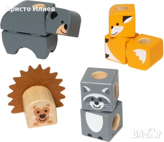Дървен конструктор Melissa & Doug Blockables Горски приятели 16 части