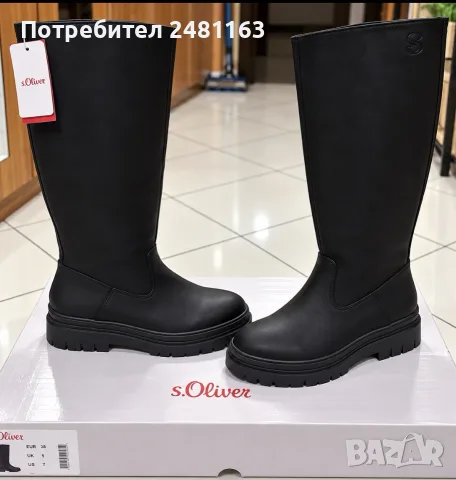 Дамски високи ботуши s.Oliver – черни, № 39, чисто нови