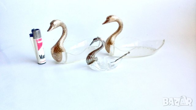 двойка ретро френски плата, проектирани като лебеди и Лебед солница, снимка 4 - Други ценни предмети - 39778271