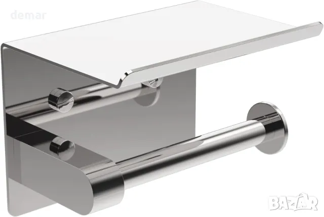 Ibergrif MK34053 Хромирана поставка за тоалетна хартия с рафт, за стенен монтаж или самозалепваща се