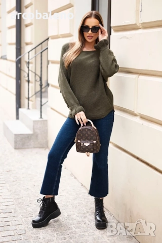 Дамски мохеров пуловер с волани и изрез на гърба, 6цвята , снимка 3 - Блузи с дълъг ръкав и пуловери - 51738423