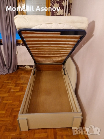 Единично легло с повдигащ механизъм и матрак 90/190см, снимка 6 - Спални и легла - 53429354