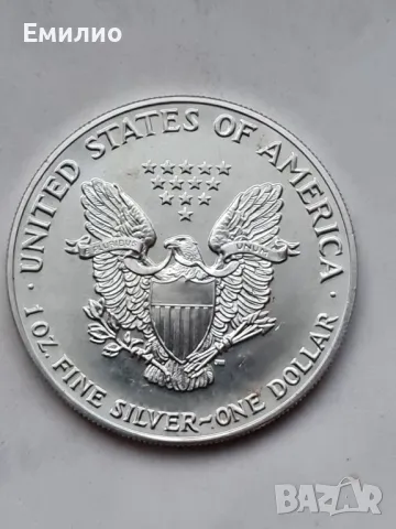 USA. ЕДНА УНЦИЯ от 1990 год. 0.999 Сребро, снимка 2 - Нумизматика и бонистика - 49894505