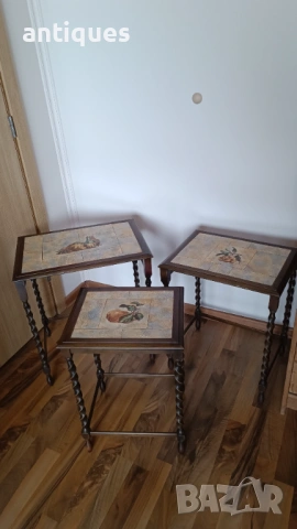 Троен сет маси - естествено дърво, снимка 12 - Антикварни и старинни предмети - 53005461