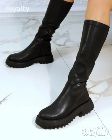 Равни ботуши - черна кожа
