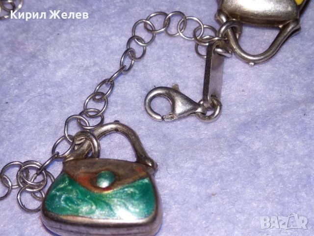 IRIS 925 МАРКОВА ЕМАЙЛИРАНА СРЕБЪРНА ВИНТИДЖ АРТ ГРИВНА СРЕБРО 925 ЮВЕЛИРНА РЪЧНА ИЗРАБОТКА 38737, снимка 12 - Гривни - 41741316