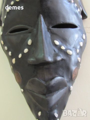 Африканска маска с медни инкрустации-голяма, снимка 6 - Антикварни и старинни предмети - 50887562
