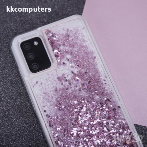 Силиконов кейс MBX Liquid с течност и брокат, За iPhone 14 (6.1), Розов, снимка 3 - Калъфи, кейсове - 39117903