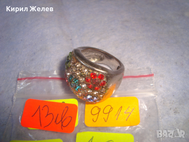 МНОГО КРАСИВ СТАР ФЛОРАЛЕН КРИСТАЛЕН МЕДЕН ПОСРЕБРЕН АРТ ПРЪСТЕН 9914, снимка 4 - Пръстени - 36379761