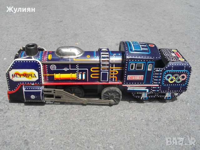  СТАРА ЛАМАРИНЕНА ИГРАЧКА ВЛАК ЛОКОМОТИВ OLYMPIA JAPAN , снимка 2 - Антикварни и старинни предмети - 40953340
