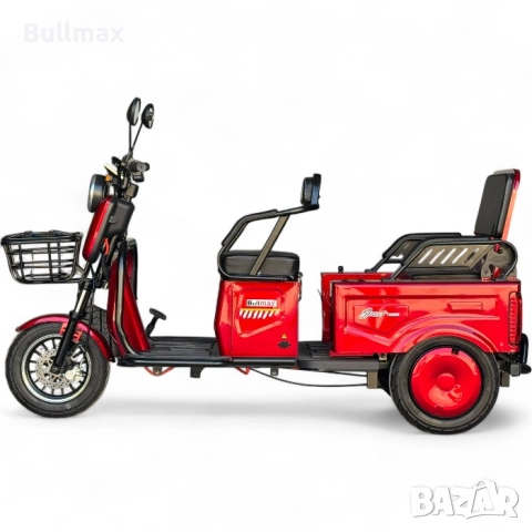  Двуместна електрическа триколка Fullmax A10 Premium, 60V, CE сертификат, 60км пробег, сива, 350кг т, снимка 3 - Инвалидни скутери - 52570096