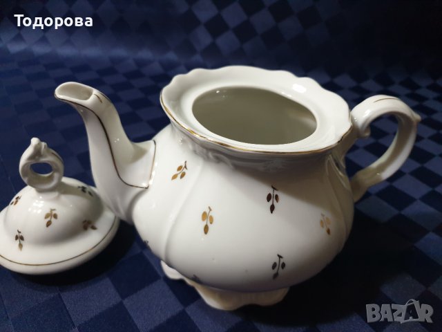 Голям порцеланов бароков чайник - СИП , снимка 4 - Сервизи - 42612610