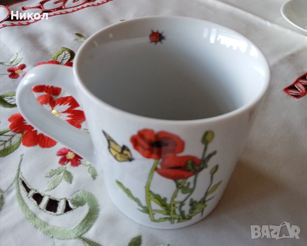 Чаша с мак и пеперуди, снимка 5 - Чаши - 41461647