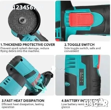 Акумулаторен мини ъглошлайф ПРОМОЦИЯ!, снимка 4 - Други инструменти - 50643641