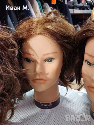 Фризьорски тренировачни глави с естествен косъм , снимка 3 - Фризьорски принадлежности - 52929237