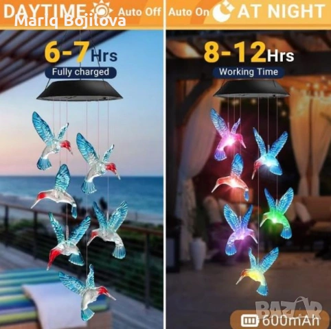 Многоцветна LED соларна лампа Колибри – Елегантно и екологично осветление за вашата градина и тераса, снимка 3 - Соларни лампи - 53730106