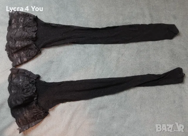 S черни мрежести чорапи със силикон, снимка 1