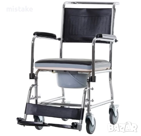 комбиниран инвалиден и тоалетен стол 59.5 × 56 × 58.5 см, снимка 1