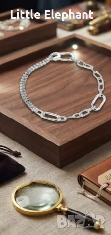 ​Изящна сребърна гривна с кристали (Silver & Crystal Link Bracelet) 