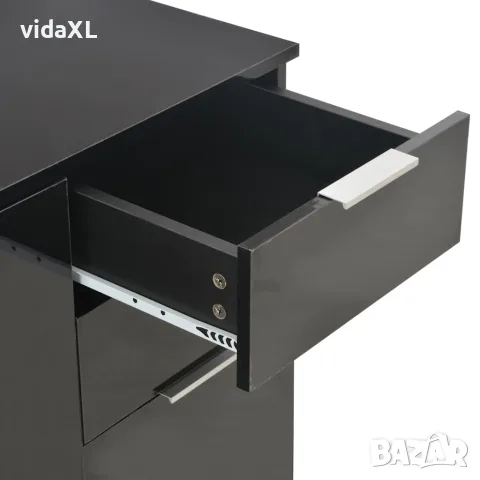 vidaXL Бюфет, сиво със силен гланц, 71x35x80 см, инженерно дърво, снимка 7 - Бюфети - 56146556