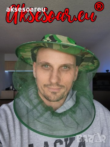 Предпазно було за защита от комари и пчели Камуфлажна риболовна мрежеста шапка с широка периферия ко, снимка 9 - Екипировка - 41599093