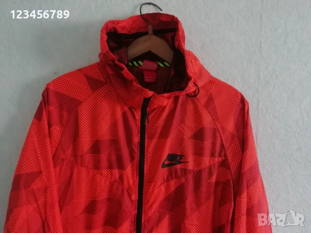 Nike оригинално ново мъжко яке ветровка с качулка размер XL оранжево , снимка 4 - Якета - 51406748