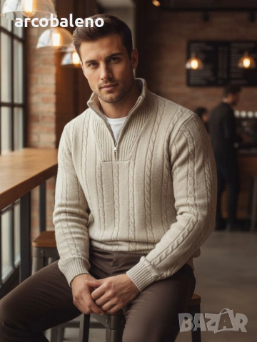 Мъжки пуловер с яка, 3цвята , снимка 8 - Пуловери - 53037279