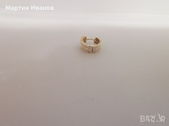 Златна обеца BYLGARI единична , снимка 5 - Обеци - 41557576