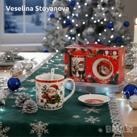 Премиум Коледен Подаръчен Сет – Керамична Чаша с Аксесоари ✨🎁 