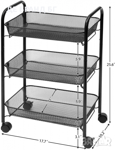 Метална помощна количка на три нива BK13TC01, снимка 5 - Маси - 36032293