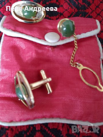 Копчета за ръкавели и игла за вратовръзка с естествени камъни, снимка 4 - Други - 40740434