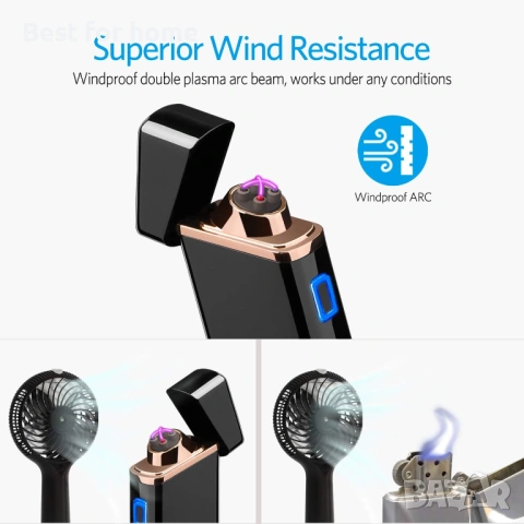 Запалка-електрическа дъгова, USB презареждаща се, ветроустойчива, безпламъчна, плазмена, снимка 3 - Друга електроника - 53233229