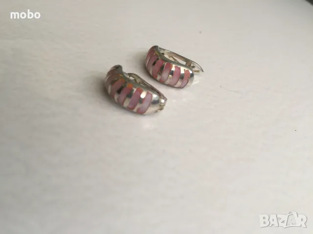 Сребърни обици със розов седеф- нови , проба 925, с английско закопчаване, общо тегло 3.90г, снимка 4 - Обеци - 49673736