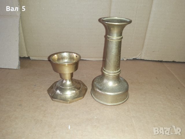 Стари свещници 2 броя - бронзов свещник, снимка 1 - Антикварни и старинни предмети - 41000745