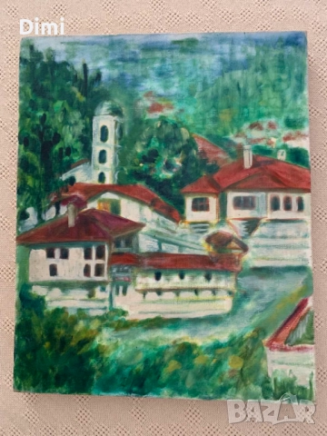 МАРИЯ ЛУКОВА масло/платно пейзаж Копривщица, снимка 2 - Картини - 52838414