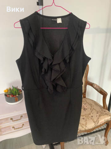 Елегантна черна рокля в размер XL, снимка 12 - Рокли - 44518647