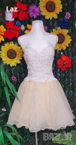 къса обемна бална сватбена рокля 2024, снимка 1 - Сватбени рокли - 42610548