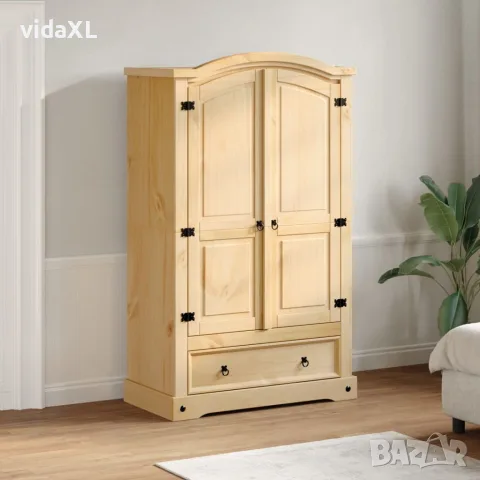 vidaXL Гардероб "Corona" 101x52x170 см, масивна дървесина, бор, снимка 3 - Гардероби - 56147398