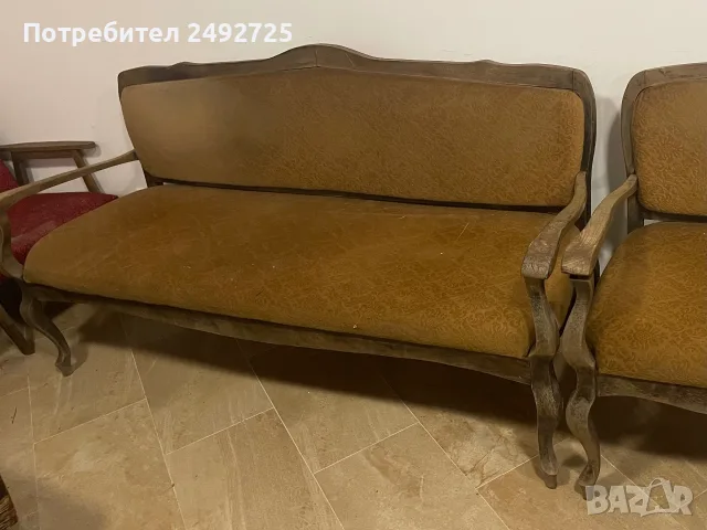 Ретро Кресло от соца  и канапе 70-е, снимка 4 - Дивани и мека мебел - 51562213