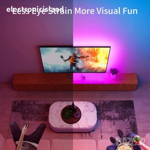 Гъвкава блутут диодна лента с подсветка на телевизор RGB 5050 Led Strip Light Bluetooth App 3метра, снимка 2 - Стойки, 3D очила, аксесоари - 40003376