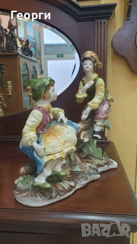 Прекрасна голяма антикварна  порцеланова фигура статуетка композиция Capodimonte , снимка 3 - Антикварни и старинни предмети - 39010470