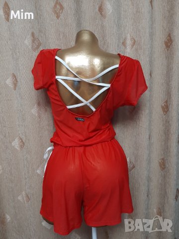 М/ L Ярко червен къс ,прозрачен гащеризон , снимка 6 - Гащеризони - 39633941