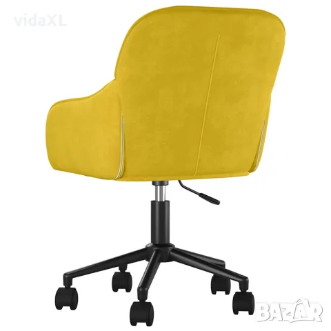 vidaXL Въртящ се офис стол, жълт, кадифе, снимка 5 - Столове за офис - 56147106