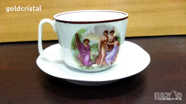 стар български порцелан Изида чаена чаша трите грации , снимка 2 - Антикварни и старинни предмети - 20483445
