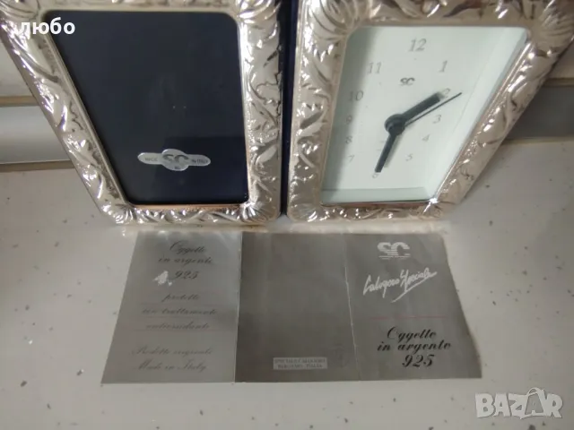 Сребърен Комплект от Часовник и Рамка за Снимка Сребро 0,925, снимка 11 - Други ценни предмети - 48739779