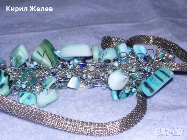 ПРЕКРАСНА ОГЪРЛИЦА от КРАЛСКИ СЕДЕФ МЪНИСТА и ПЛАНИНСКИ КРИСТАЛ и СРЕБРИСТ МЕТАЛ 38918, снимка 7 - Колиета, медальони, синджири - 41837020