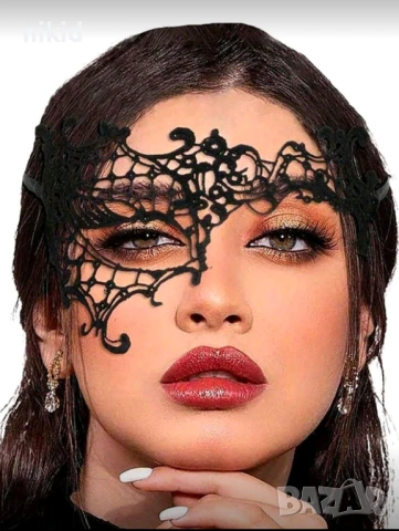 05 домино за 1 око черна маска дантела за лице очи маскарад парти бал, снимка 7 - Други - 18094610