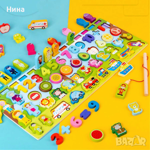 Монтесори образователна игра, от висококачествено дърво, снимка 2 - Образователни игри - 44681682