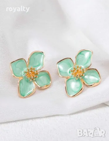 Ежедневни, небрежни обеци във формата на цвете от неръждаема стомана в цветно масло 🍋